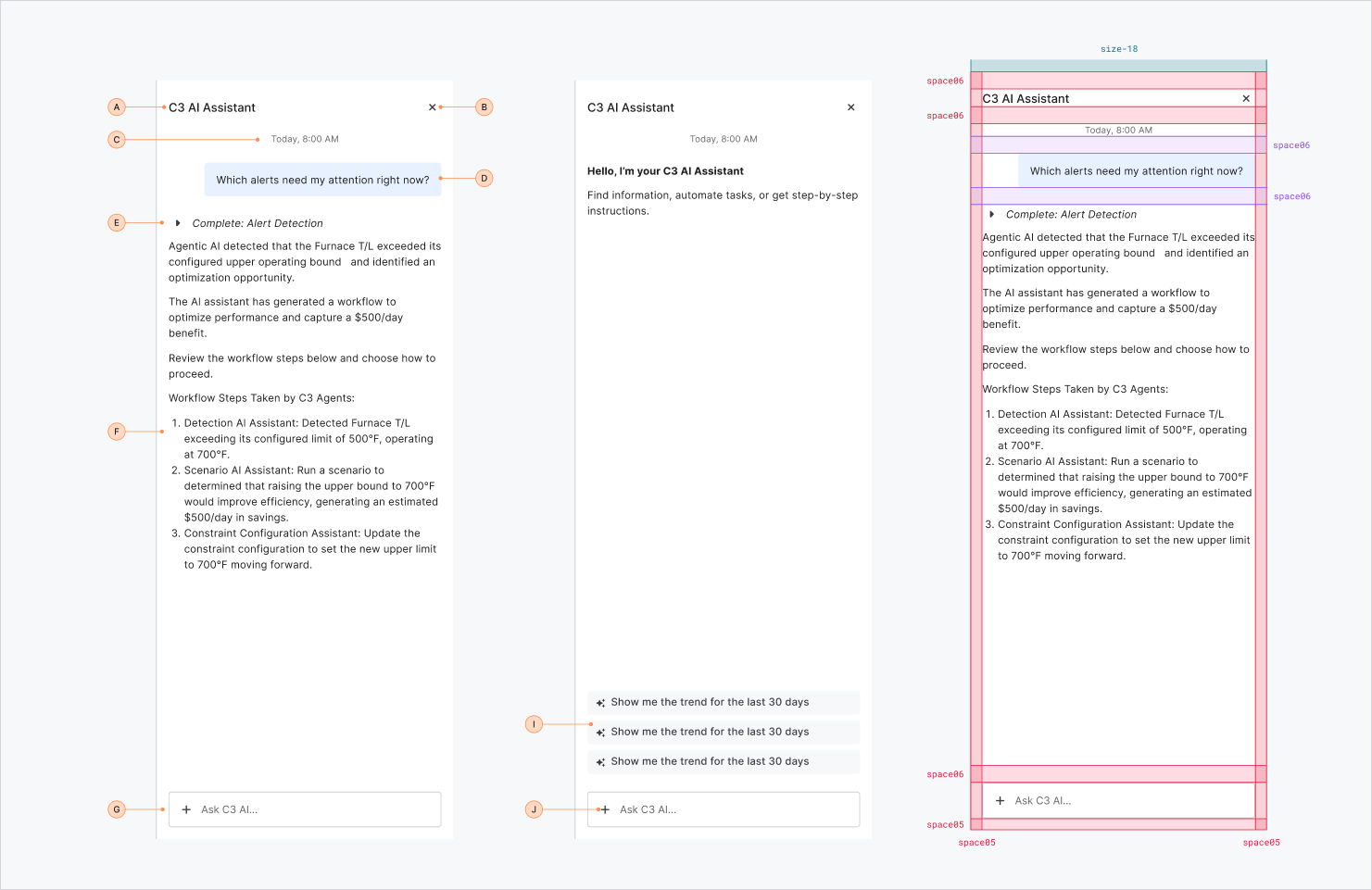 AI Assistant chat panel component anatomy in Figma